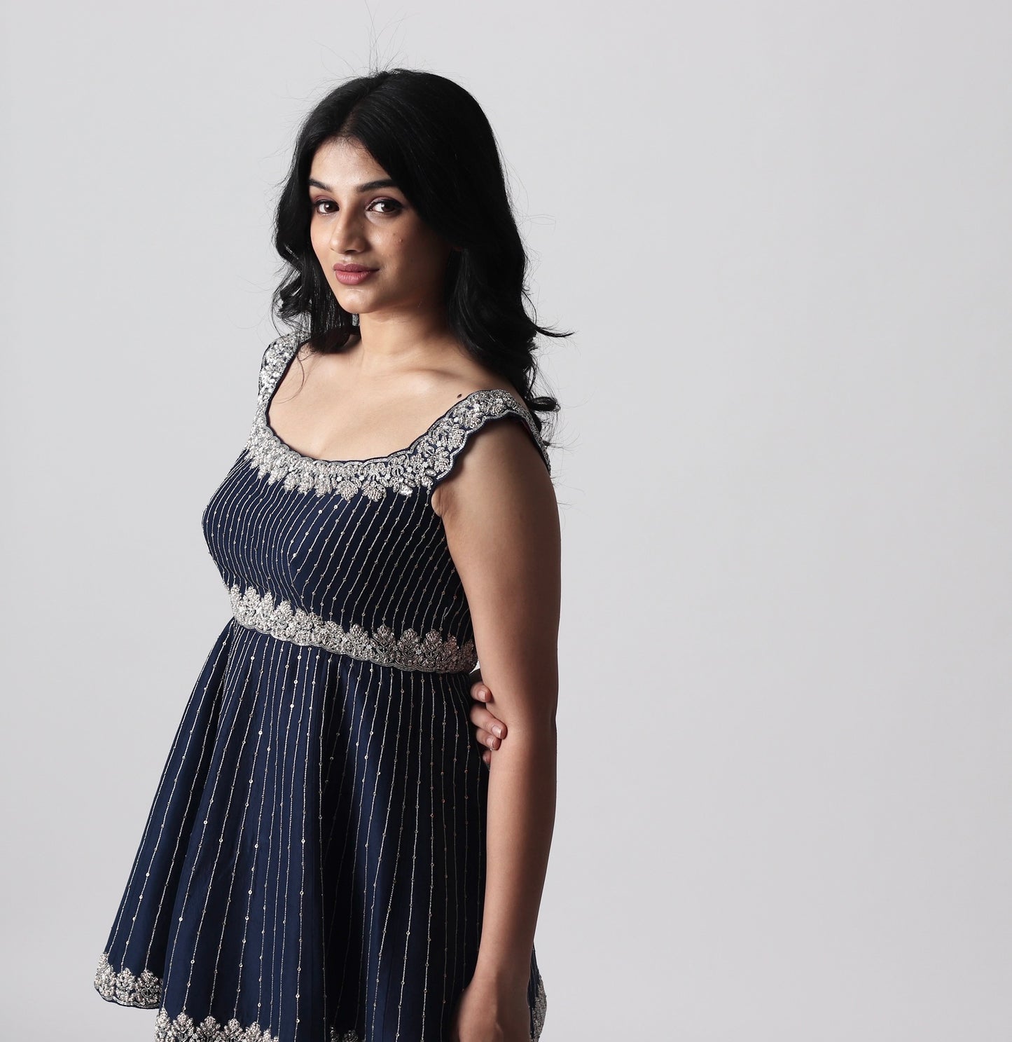 Midnight blue sharara set