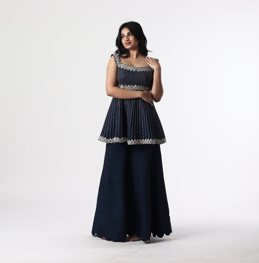 Midnight blue sharara set