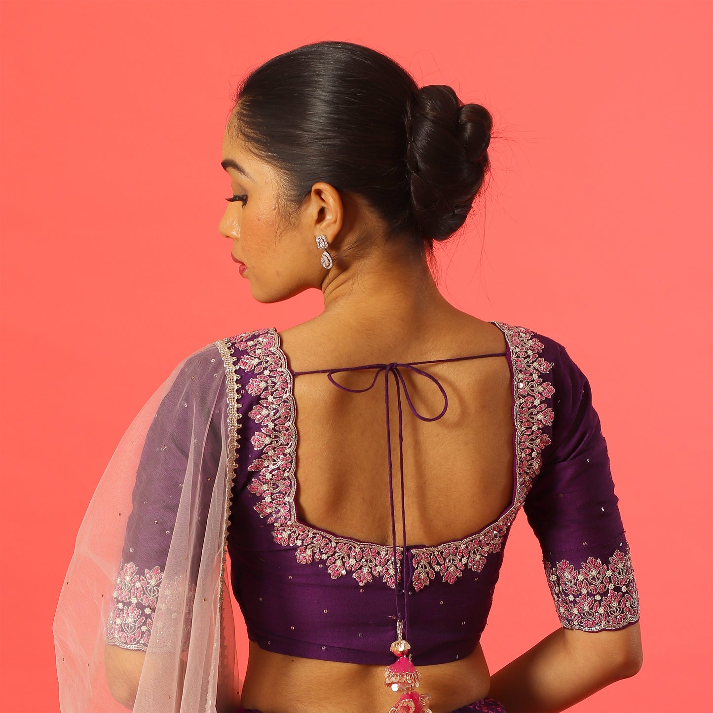 Purple Knot Embroidery Blouse