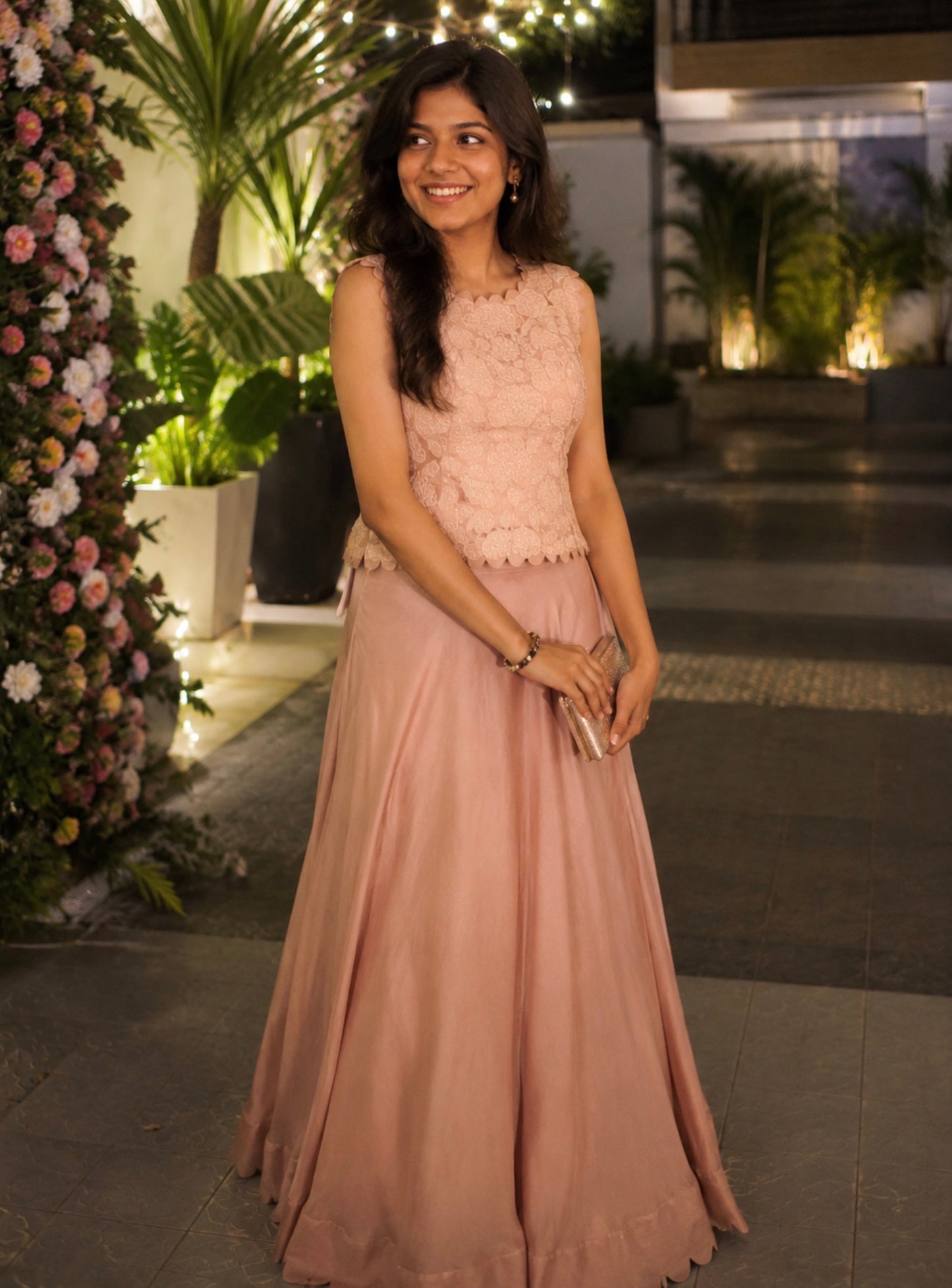 Onion Pink Contemporary Indo-Western Skirt Set