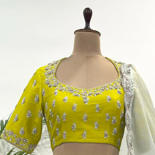 Lime Green small Flower Blouse