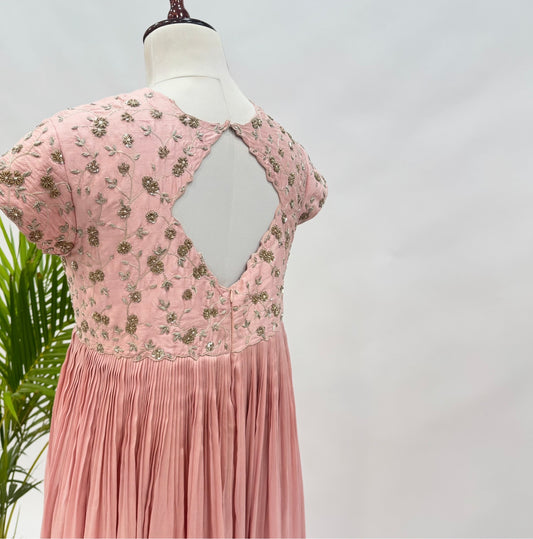 Powder Pink Small Flower Floorlength