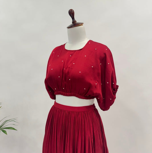 Red Balloon Top And Skirt Set