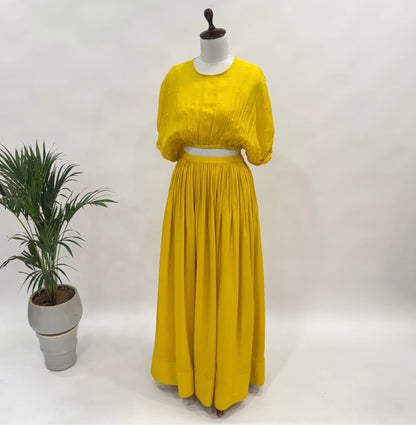 Yellow Balloon Top And Skirt Set