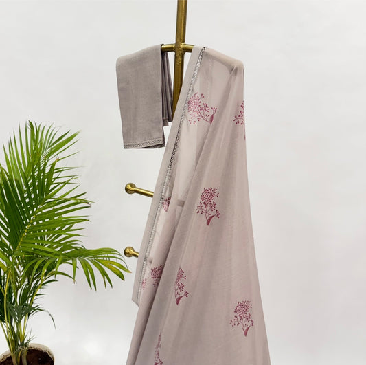 Cement Kumri Motifs Mul Chanderi Saree
