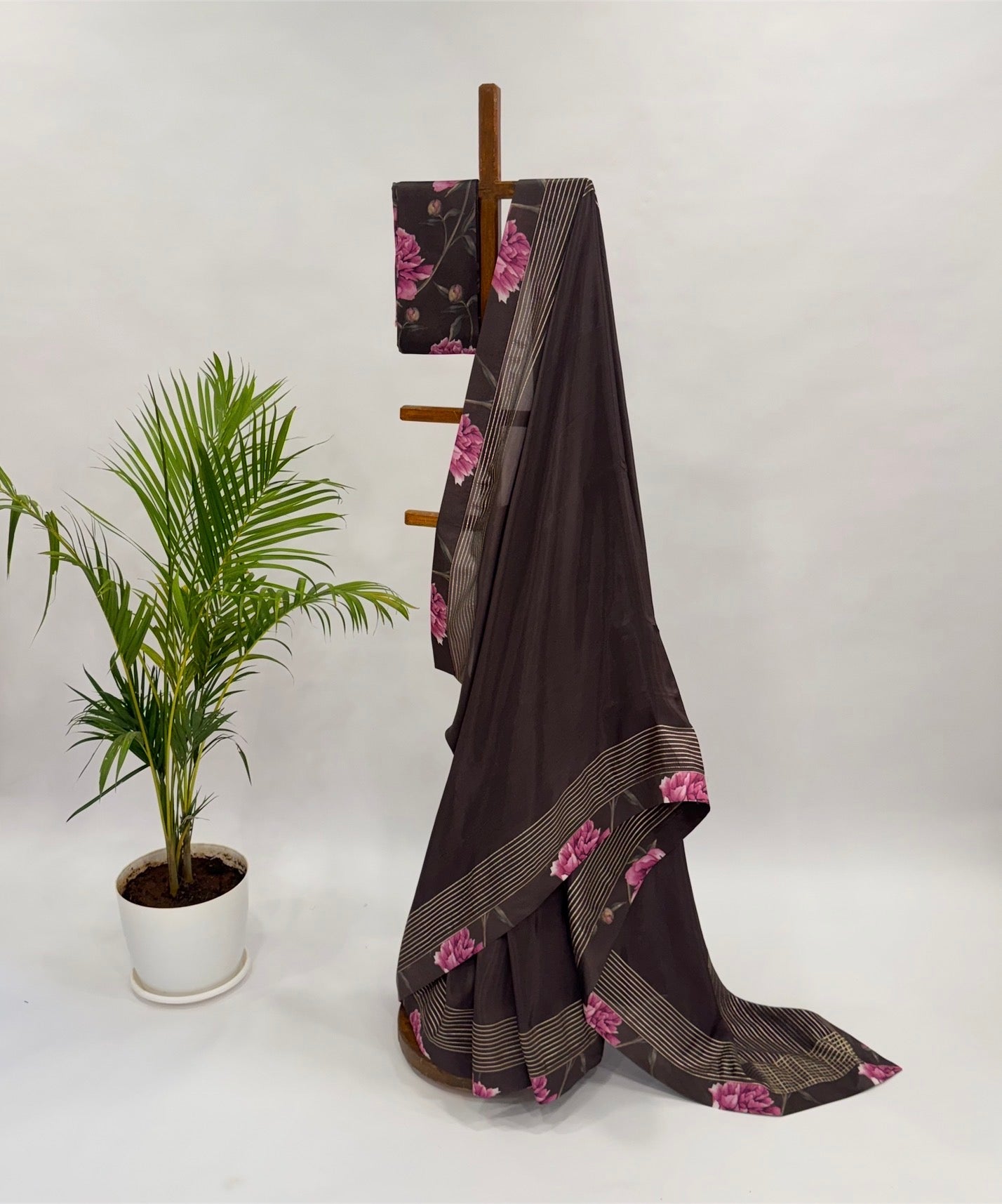 Brown Peonia Silk Saree