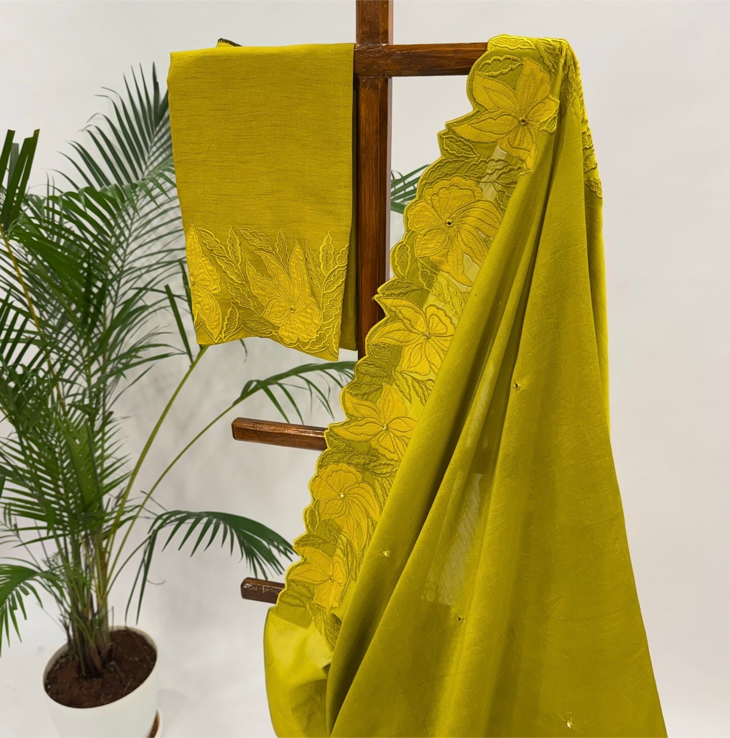 Green VT Applique Chanderi Silk Saree