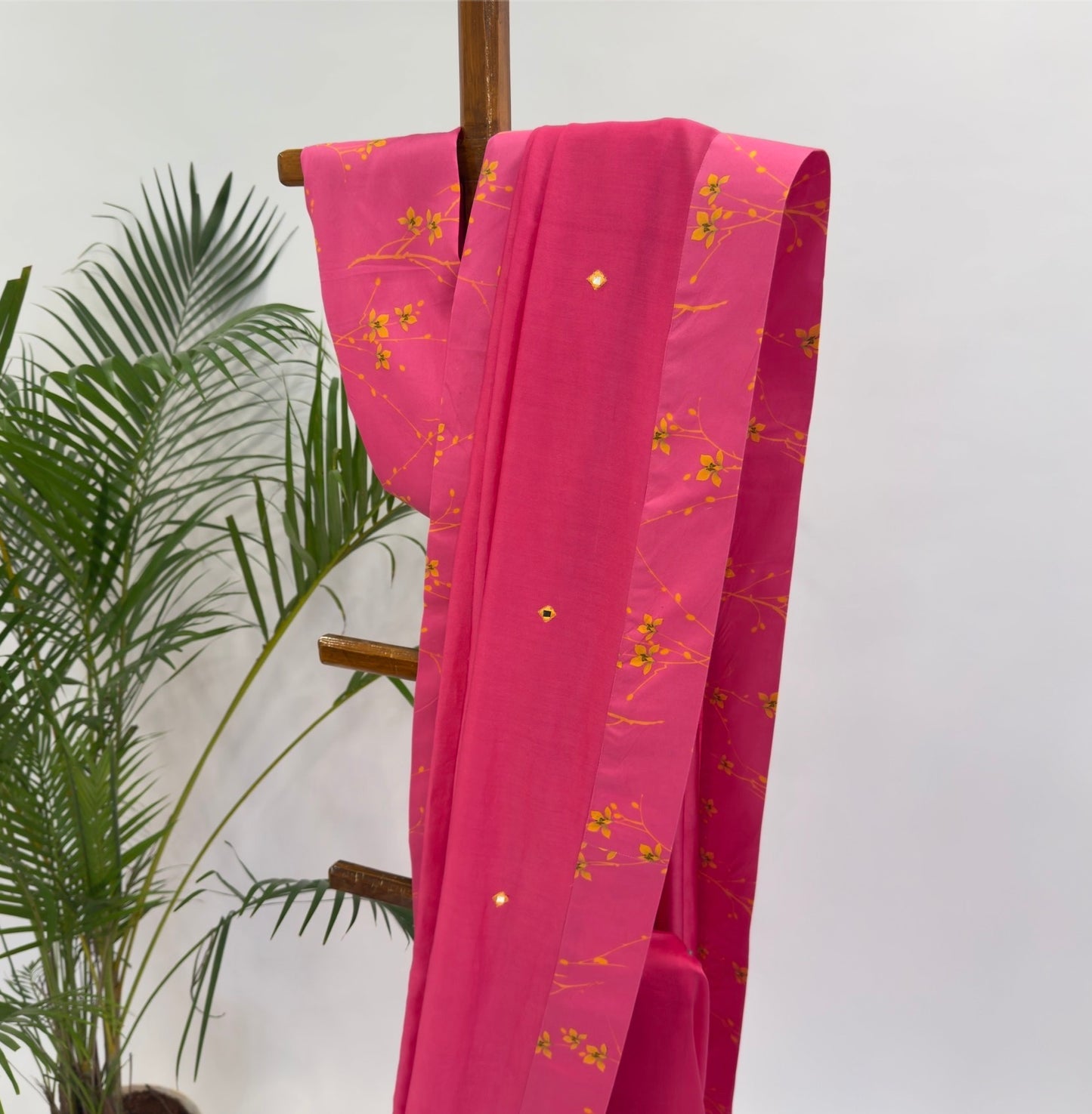 Hot Pink Bloom Chanderi Silk Saree