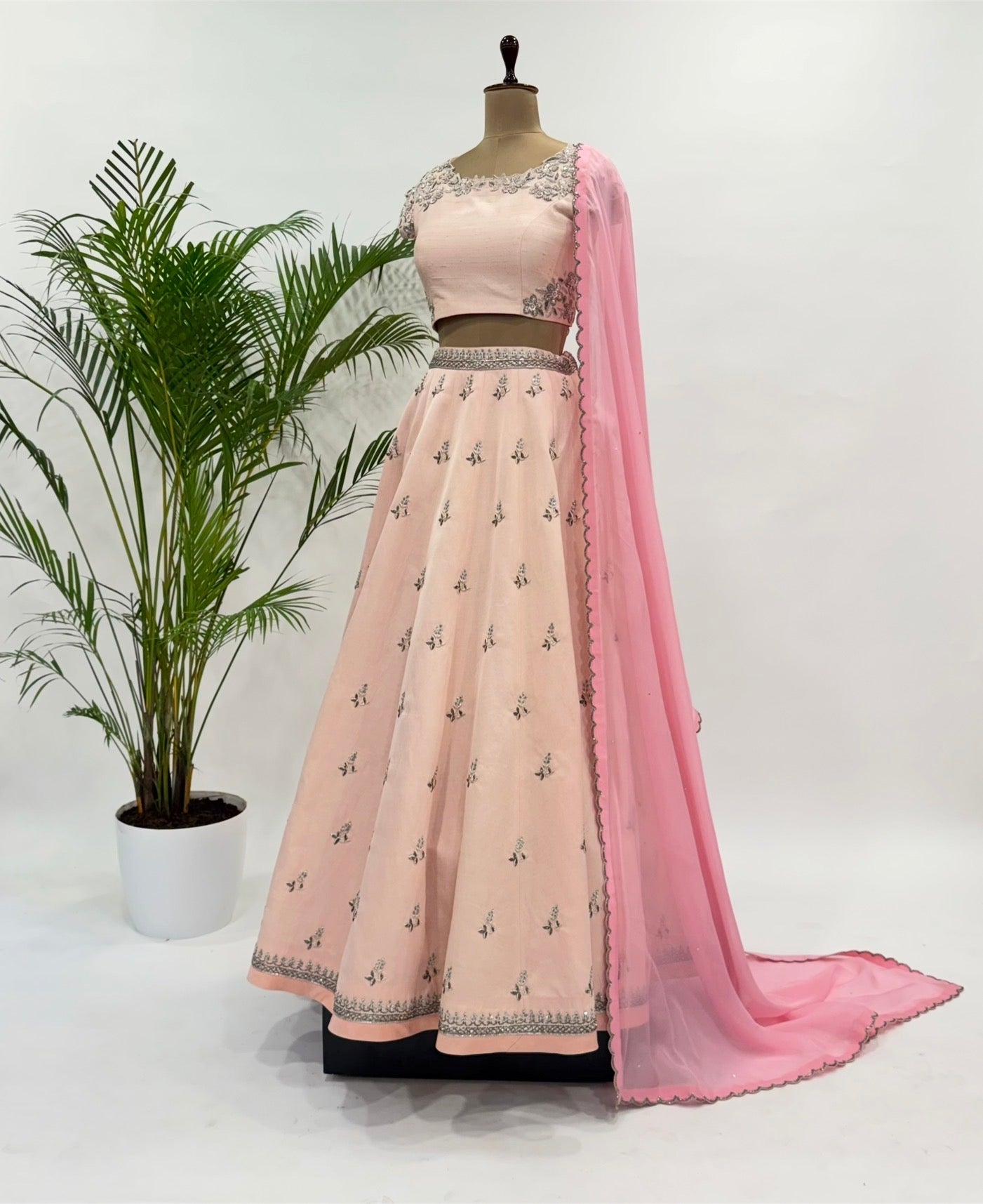Blush Vinca Motifs Lehenga Set