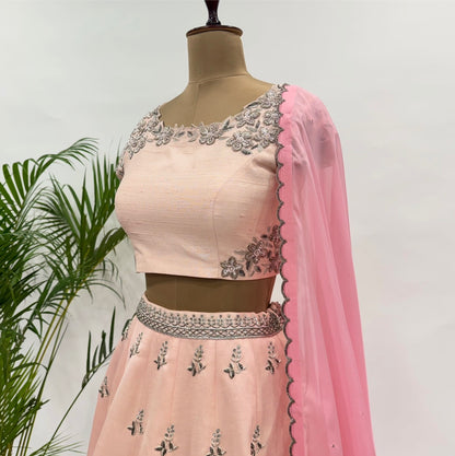 Blush Vinca Motifs Lehenga Set