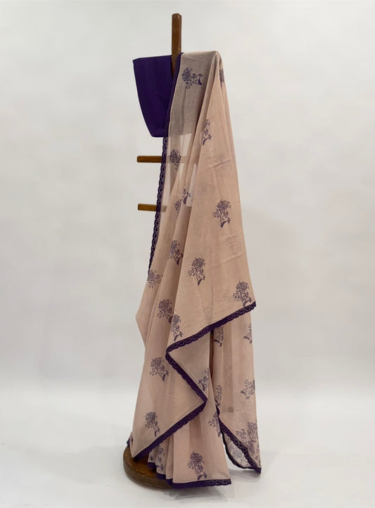 Blush Kumri Motifs Mul Chanderi Saree