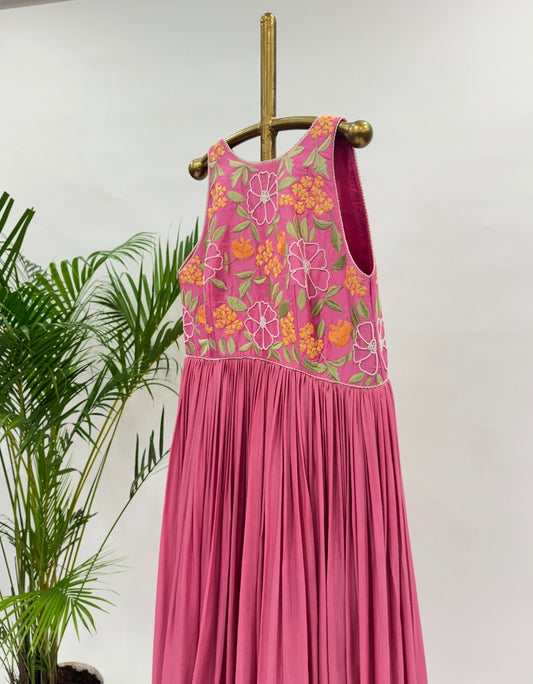 Pink MT Halter Neck Floorlength