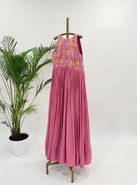 Pink MT Halter Neck Floorlength