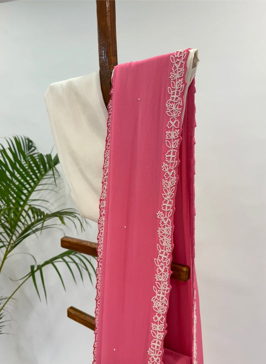 Pink Pearl Georgette Saree