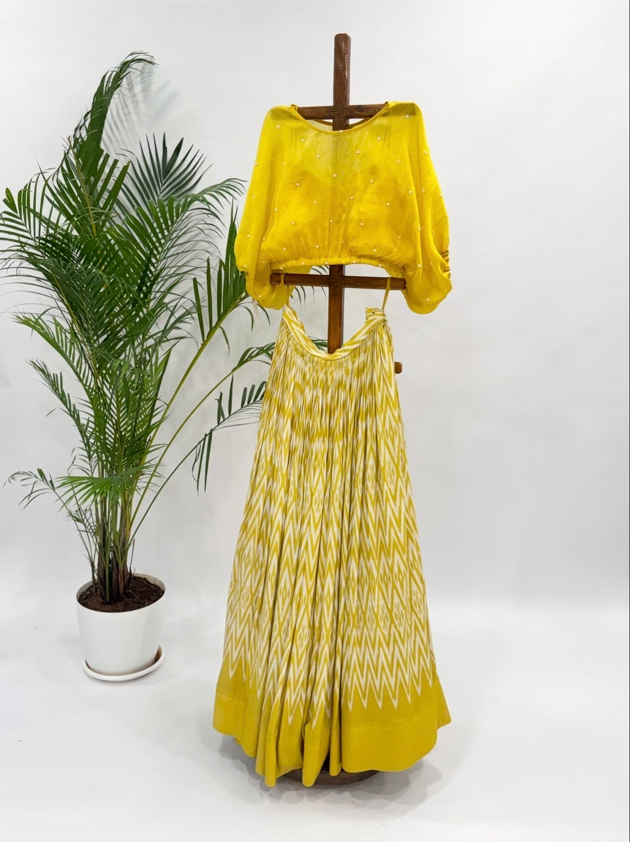 Yellow Stripes Skirt And Balloon Top