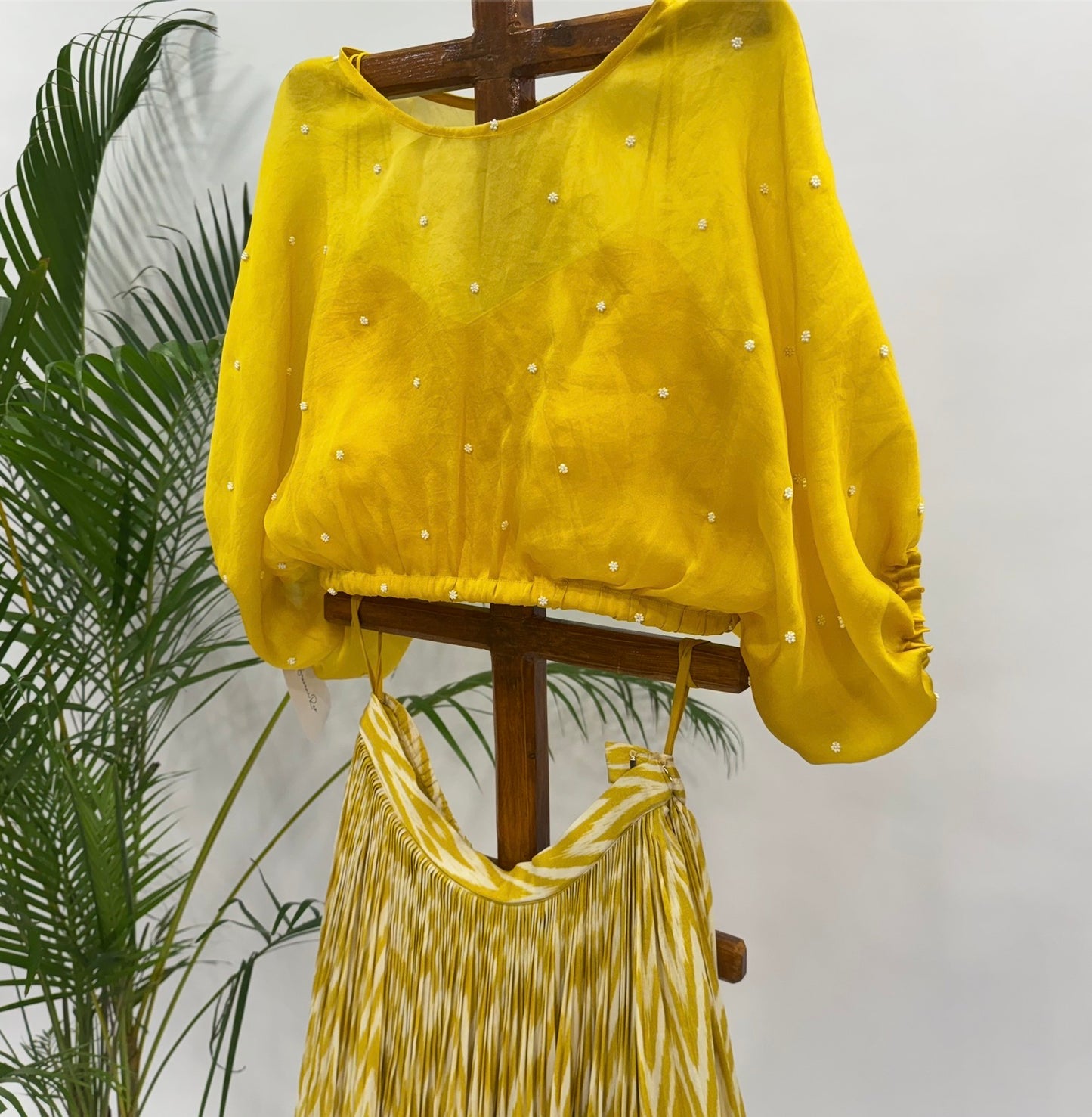Yellow Stripes Skirt And Balloon Top