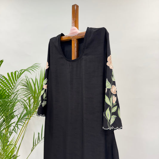 Black ME straight Cut Kurta Set