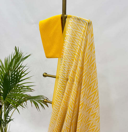 Yellow Stripes Mul Chanderi Saree