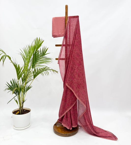Onion Pink Kumri Georgette Gradient Saree
