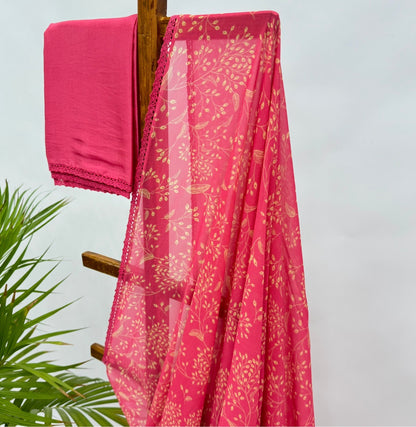 Coral Kumri Georgette Saree