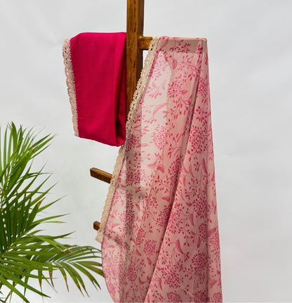 Blush Kumri falling Organza Saree