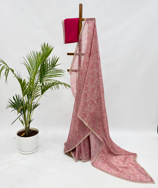 Blush Kumri falling Organza Saree