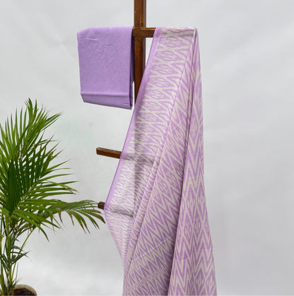 Lavender Stripes Mul Chanderi Saree