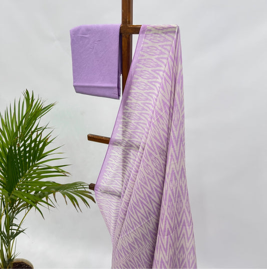 Lavender Stripes Mul Chanderi Saree