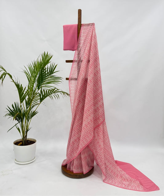 Peach Stripes Mul Chanderi Saree