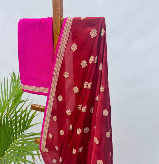 Red Brocade Silk Saree