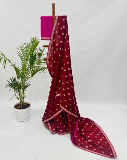 Red Brocade Silk Saree