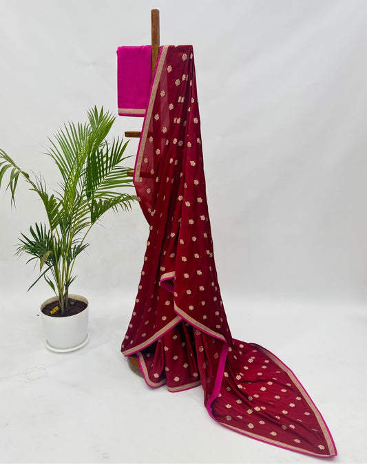 Red Brocade Silk Saree