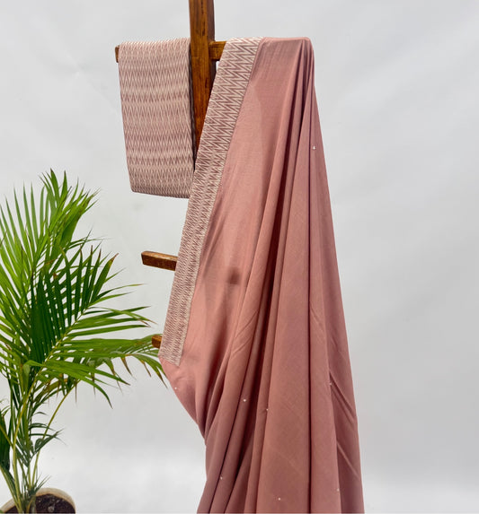 Beige Stripes Soft Silk Saree