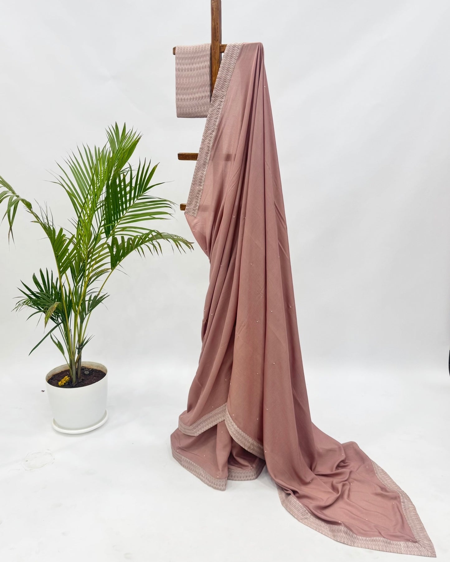 Beige Stripes Soft Silk Saree
