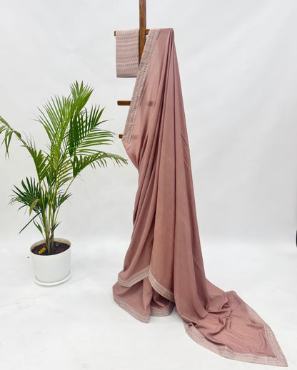 Beige Stripes Soft Silk Saree