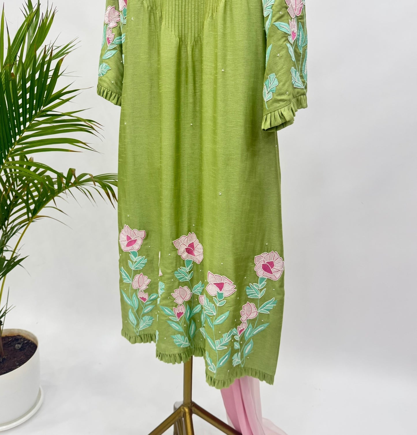 Green ME straight Cut Kurta Set