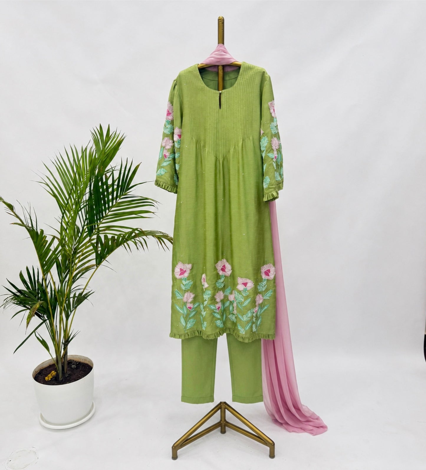 Green ME straight Cut Kurta Set