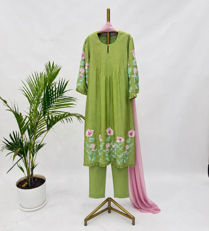 Green ME straight Cut Kurta Set