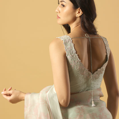 Ice Blue Small Pearl Blouse