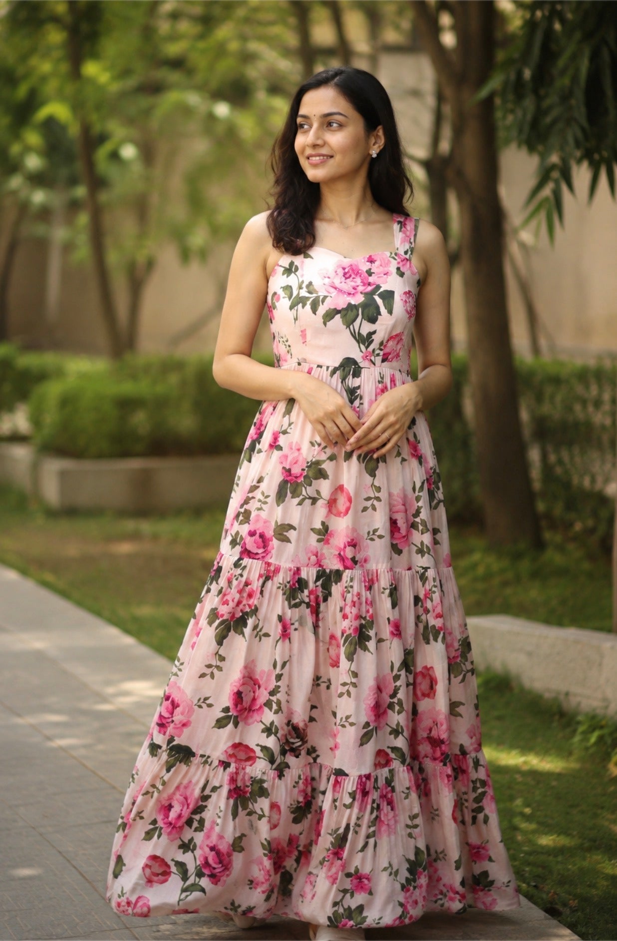 Blush Flower Bunch Mul cotton Dress