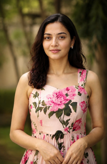 Blush Flower Bunch Mul cotton Dress