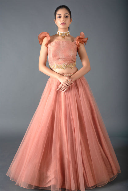 Rust Sequin Contemporary Skirt Set