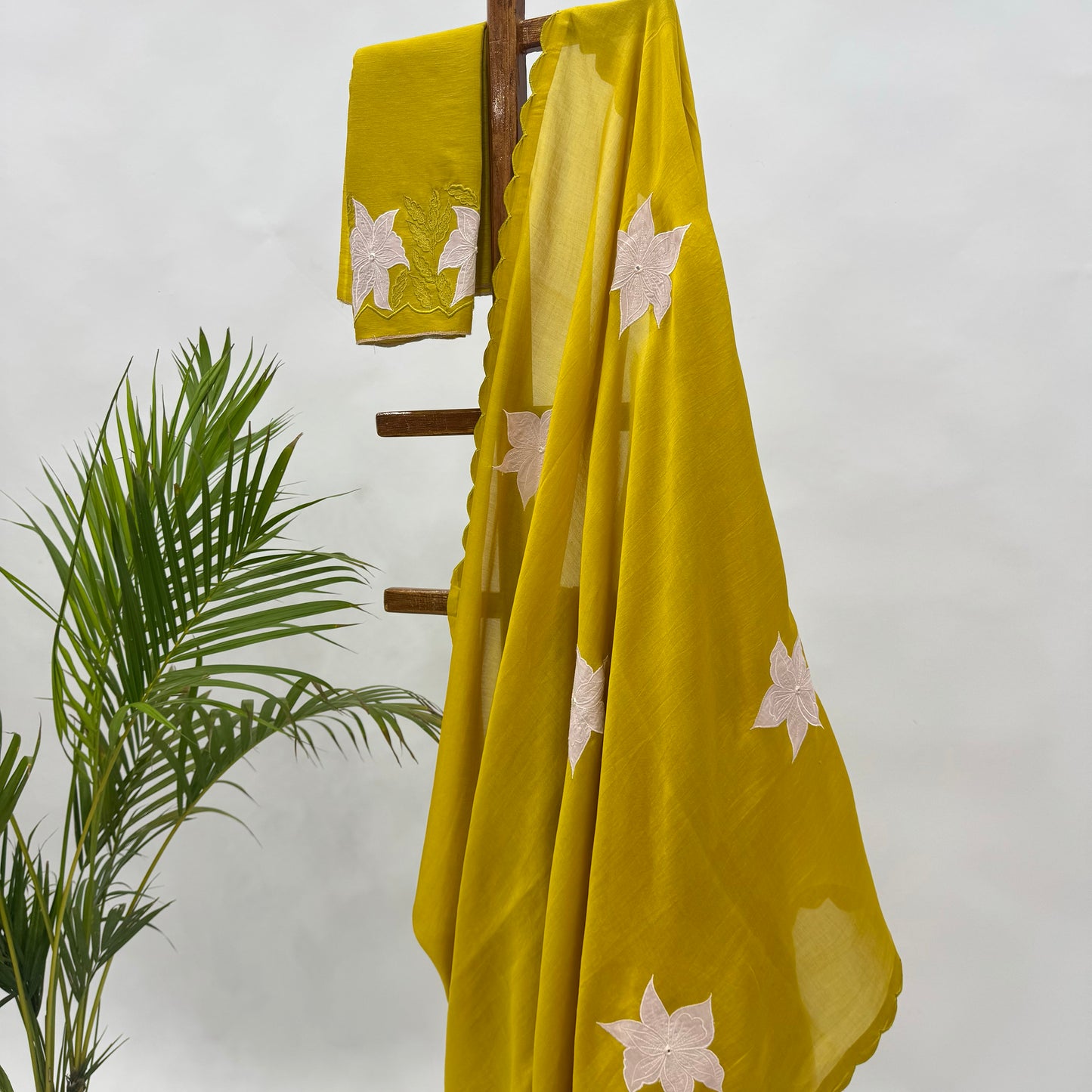 Golden Yellow VT Applique Motifs Chanderi Silk GSaree