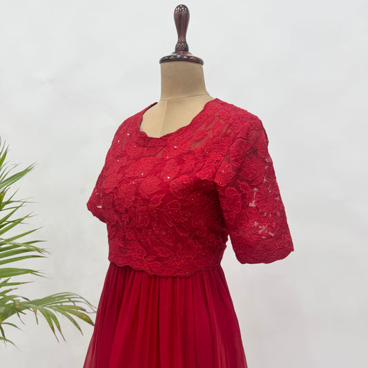 Red Applique Tie Jakcet Dress