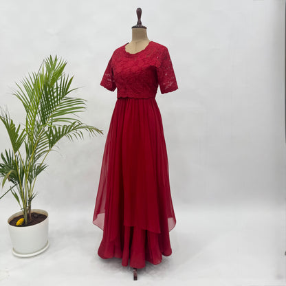Red Applique Tie Jakcet Dress