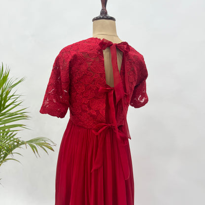 Red Applique Tie Jakcet Dress