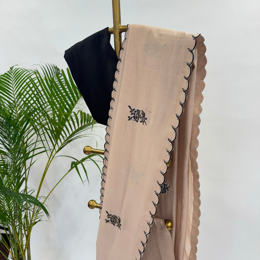Cement ME Motifs Chanderi Silk Saree