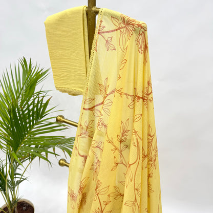 Yellow Foliole Outline Kota Saree
