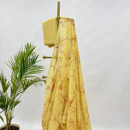 Yellow Foliole Outline Kota Saree