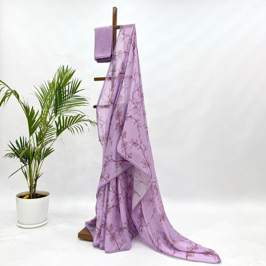 Lavender Foliole Outline Kota Saree